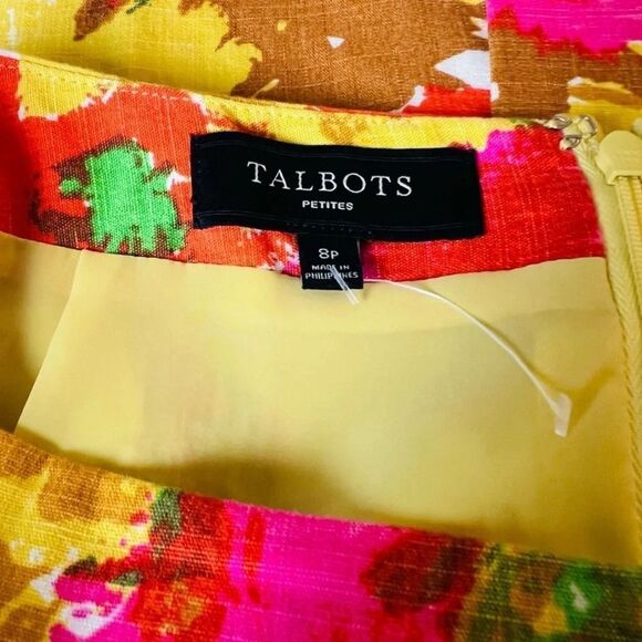 TALBOTS Skirt Floral Cotton Size 8 petite New - Picture 4 of 6